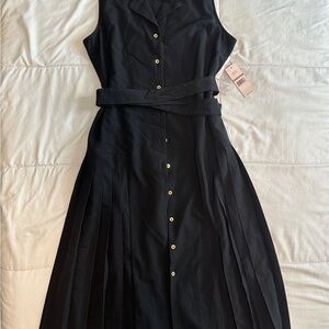 Nanette Lepore Midi Button Up Black Sleeveless Dress